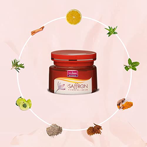 VI - JOHN Advanced Saffron Fairness Cream for Uneven Skin Tone and Rejuvenate Skin | Chemical Free Face Cream for Radiant Glow and Dark Spots (All Type Skin) (50G, Pack Of 4)