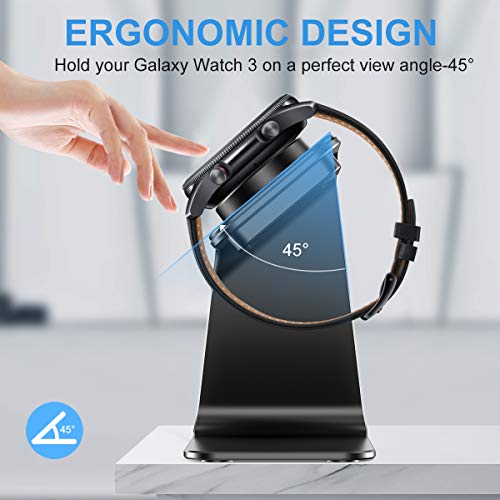 CAVN Charger Dock Compatible with Samsung Galaxy Watch Active 2 40mm / 44mm, Galaxy Watch 3 41mm / 45mm Smartwatch, Aluminum Charging Stand Station Cradle Base Accessories (Black)