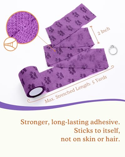 FriPuP Self Adhesive Bandage Wrap - Vet Wrap for Dogs No Chew - Medical Cohesive Bandage Wrap for Wound Care, Paw Care, First Aid, Vet Tape for Pet Horses Cat Birds (2 Inch, 8 Rolls, 8 Colors)
