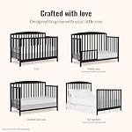 JPMA & Greenguard Gold Certifié Dream On Me Odelle 5 en 1 Lit bébé convertible en noir mat, construit en bois de pin durable, 3 Réglage de la hauteur du matelas, finition à base d'eau non toxique