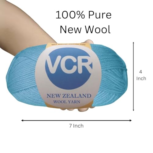 Image of VCR Steel Blue Chunky Wool Yarn,100 Grams, Hank, 196 Meters, 100% New Zealand Wool Knitting Yarn, Soft Crosia Thread Suitable for Baby Blankets & Booties Pack of 1