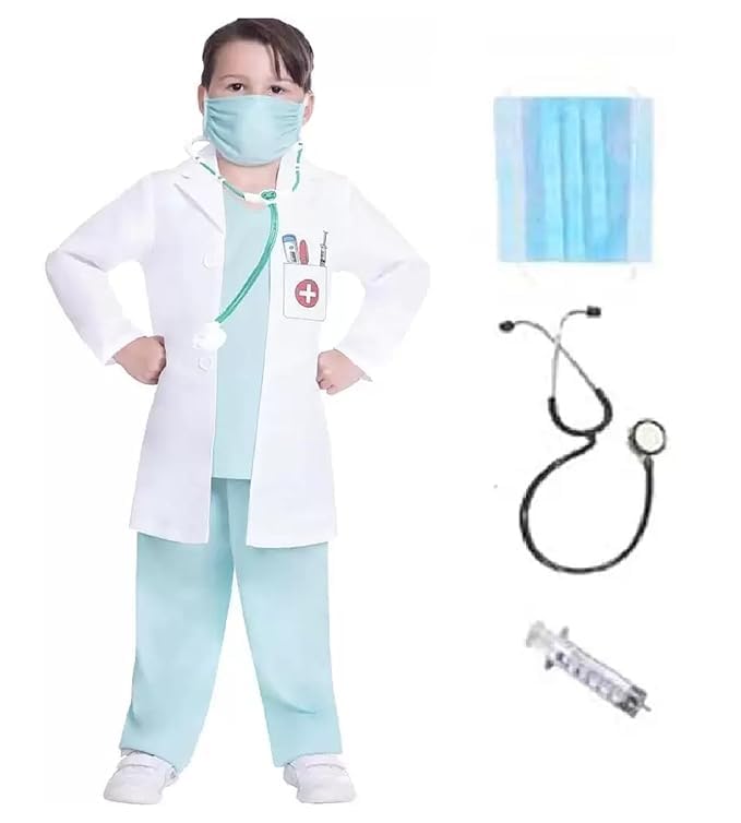 JBD ENT Full Sleeves Doctor coat for kids| White Color Doctor Dress for Kid with Stethoscope, Mask and Injection for kid girls And Boys (2-3 YEARS) (B0CXN7BD19) Amazon Price History, Amazon Price Tracker