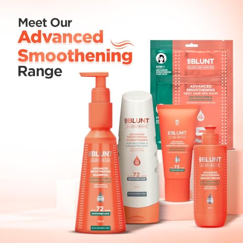 Image of Bblunt Advanced Smoothening Duo | Smoother Hair for Upto 72 Hours* | Gently Cleanses | Makes Hair Frizz-Free & Straighter | Deeply Nourishes | Adds Spectacular Shine | For Men & Women | 300 ml + 250 g