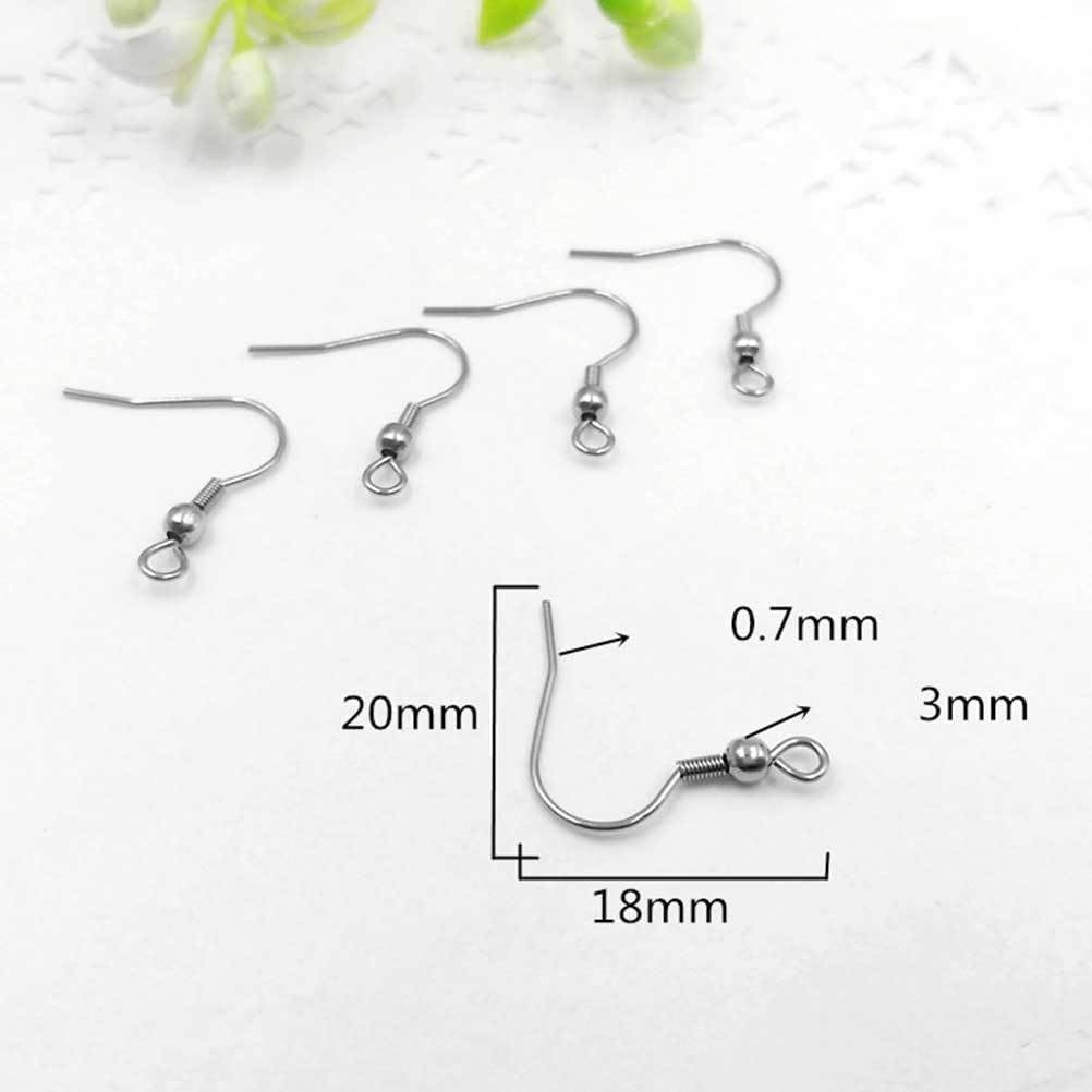 Angoily Earring Hooks 100Pcs Silver Ear Hook Beads with Ball and Coil Titanium Hypoallergenic Earring Findings for DIY Jewelry Making and Women S Dangle Wear Accessories 0.78X0.70 Inch