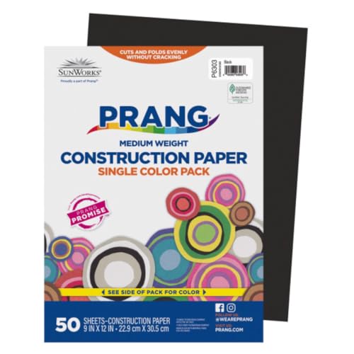 Image of Prang Construction Paper, 9 inch x 12 inch, Black, 50 /Pack, 50 Packs | Formerly SunWorks, Class Pack, 2500 Sheets Total, P6303