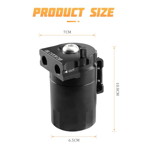 CGEAMDY Auto Oil Catch Tank Kann, Universeller 300ml Oil Catch Can Tank, Reservoir Baffled Tank Mit Entlüftungsfilter, Aluminium ölfangbehälter Für Turbo-Rennmotoren