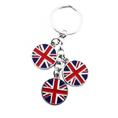 Image of VNEWSCHI Cartoon UK Flag Union Jack Key Chain Metal Key Chain Cute Car Key Ring Couple Key Chains Pendant for Bag Accessories Jewelry Gift