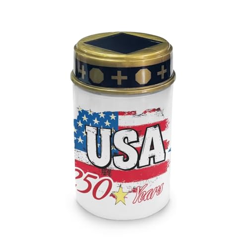 Image of Poceacles USA Flag 250 Years Print Outdoor Lights Solar Grave Candle Solar Cemetery Candles LED Automatic Patriotic Flameless Cemetery Lights for America 250th Independence Day Decor, Set of 6