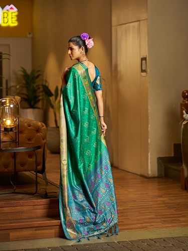 Image of MADHUHANSH Women's Cotton Linen Saree with Unstitched Blouse Piece and Solid Pattern | Mithila Painting Saree | Saree for Haldi Ceremony