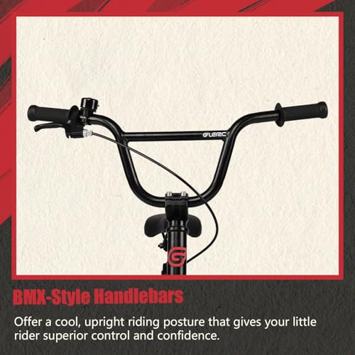 Glerc Kids Bike for Ages 1-4 Years Old, 12 Inch BMX Style Kids Bicycle with Training Wheels, Boys Bike for Children and Toddler, Black and Red