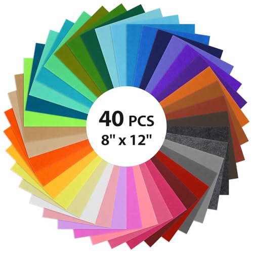 Image of 12x8 Inch 40Pcs 40 Colors Felt Sheets, DIY Craft Supplies | Sewing, Patchwork, Card Making and Art Projects