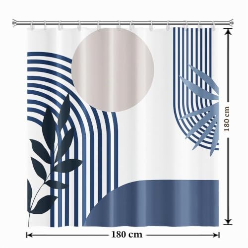 Rideau de douche 180x180 anti-moisissure bleu Uiiooazy