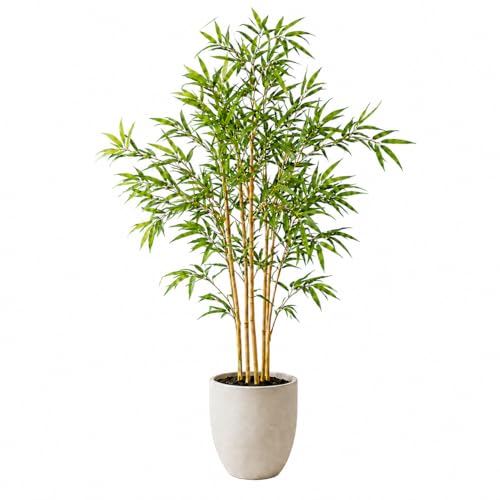 edihome, Planta Artificial Grande, Bambú Artificial 120 cm, Decorativas, Árbol, Decoración Hogar, para Interior, Oficina, Hoteles, Eventos – Planta Realista con Cañas Naturales y Verde (Bamboo, 120)