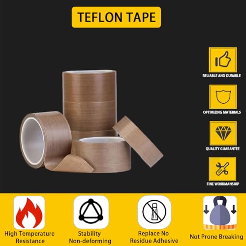 Image of PTFE Coated Fabric Tape Teflon Adhesive Tape High Temperature Vacuum, Hand and Impulse Sealers Machine Sealing Tape 0.18mm Thick (30mm-10M)