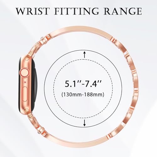 CAGOS Slim Metal Band Compatible with Apple Watch Bands for Women 38mm 40mm 41mm 42mm 44mm 45mm 46mm, Elegant Dressy Jewelry Bracelet with Bling Diamond for iWatch Series 11/10/9/8/7/6/5/4/3/2/1/SE3/2/1/Ultra - Image 5