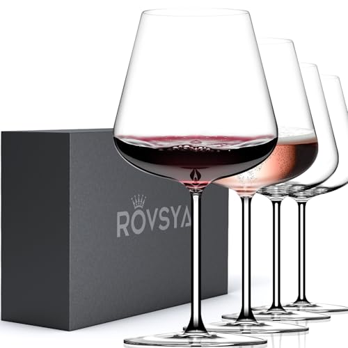 Red Wine Glasses Set of 4, 28 oz Large Wine Glasses, Hand Blown Crystal Clearer, Lighter for...