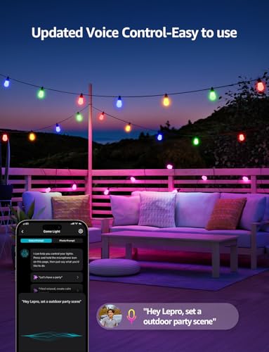 Lepro ZB1 AI Festoon Lights Outdoor 30m, Warm White & RGB+IC Smart Outdoor String Lights, IP65 Waterproof, Music Sync, Voice Control, Personalized AI Lighting Designer, Works with Alexa, 2.4G WiFi - Image 7