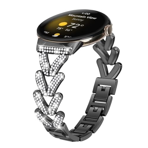 Alociaga �_�C�������h������΂߂�ꂽ���^���o���h Google Pixel Watch 3 41mm/2/1 �E�H�b�`�o���h �L���L�� V���^ ���C���X�g�[�� ���^�� �r���v�X�g���b�v �����p �u���b�N