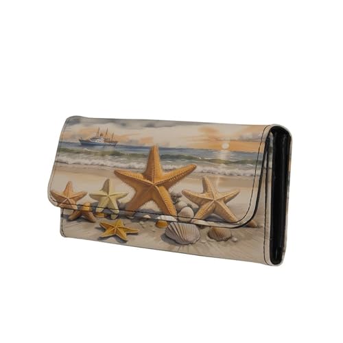 Jolamirel Beach Starfish Wallet with Ocean Ship Design