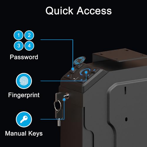 Image of VERPROOF Biometric Gun Safe for Handgun Drop Down Pistol Safe, Smart Pistol Safe with Fingerprint, PIN Code, Key Access for Nightstand, Desk, Bedside, Low-Vis Mode, Type-C Power