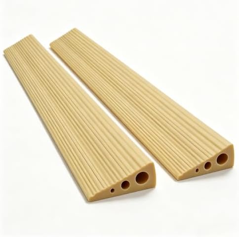 CUTIS Türschwellenrampe 2 Stück 90x8x2cm, Rampe Türschwelle Selbstklebend, Cuttable Schwellenrampe, Blassgelb Rampe Saugroboter,Geeignet für Kinderwagen,Einkaufswagen und Türschwel