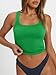 Trendy Queen Womens Square Neck Tank Tops Workout Cropped Ribbed Summer Camisole Sleeveless Clothes Green S