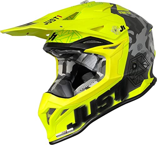 JUST1 J39 Kinetic Casco motocross (Yellow/Black,L (59/60))