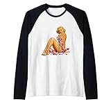 La peinture américaine rétro Pin Up Girl Americana en robe de cœur rouge est l'illustration parfaite pour les hommes et les femmes qui aiment le design rétro et vintage.