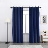 SPXTEX Navy Blue Velvet Blackout Curtains 96 inches Long Super Soft Velvet Curtains Grommet Thermal