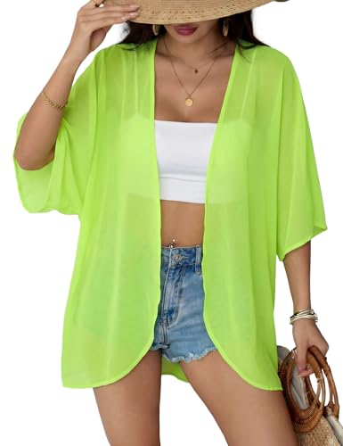 Image of Chunoy Women Floral Beach Wear Cover Up Chiffon Kimono Cardigan Open Front Blouse Beach Resort Wear for Swimwear 2026