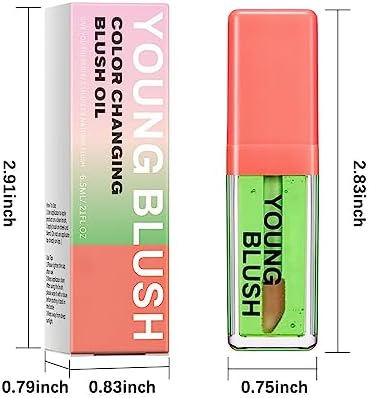 Erinde Color Changing Blush Oil, Green Liquid Blush Oil for Cheeks, Dewy & Natural blusher Finish, Reacts to Your Skin's pH for a Customized Look, Blendable Waterproof Long-Wearing, Cruelty-Free