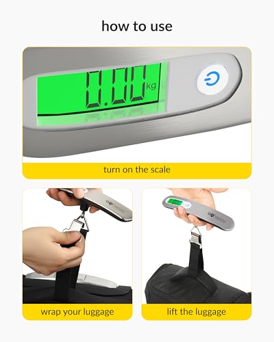 Image of GoTrippin Weight Machine for Luggage - 50 kg capacity, Steel body, Lifetime replacement - Luggage Weighing Scale for travel, flights, bags & baggage (Silver) (Luggage Scale + Neck Pillow)