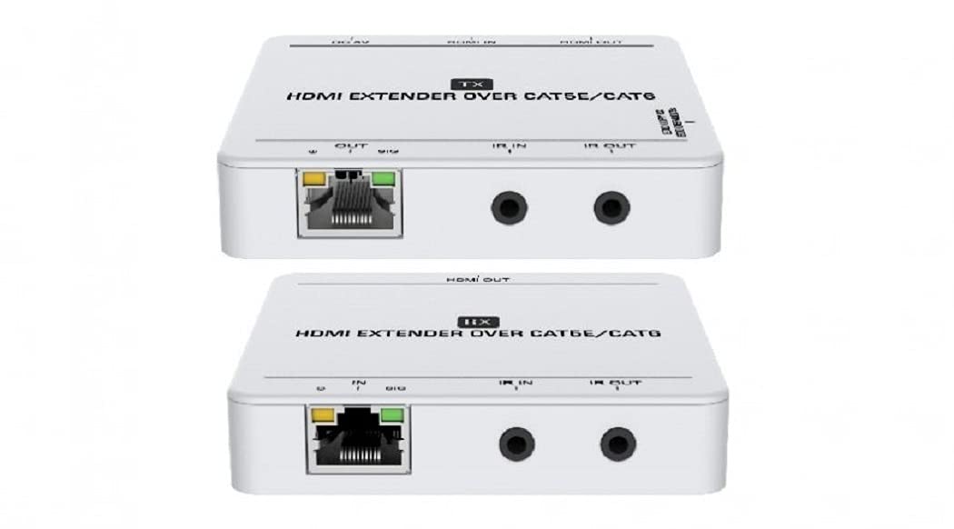 Level One HVE-9007/ HDMI Cat.5/6 - Kit prolunga HDMI 4K / 50 m, Bianco