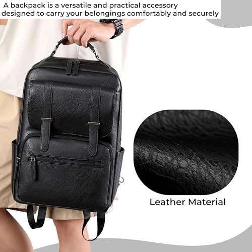 Image of Kraptick Multi-functional Backpack-Waterproof Laptop Backpack, Office Bag with PU Leather Design, Professional Bag for Laptops and Work, Durable and Stylish Bags for Travel