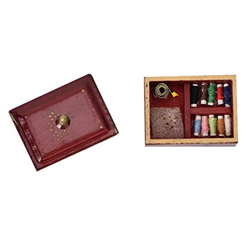 Miniature Sewing Box, Mini Craft Sewing Box 1/12 Doll House Sewing Box Doll House Sewing Box, for Decoration 1/12 Doll House Kids Toys Doll Accessories Cover