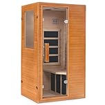 Real Relax 1 Person Infrared Sauna, Indoor Far Infrared Saunas for Home, Canadian Hemlock Wood Sauna with 950W/120v, 6 pcs Mica Heating Plates, Spa Room 33 * 27.3 * 59 Inch