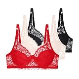 Générique Lot de 3 Soutien Gorge avec Armature Femme Grande Taille Lingerie Française Maintien Fort Push Up Brassiere Dentelle Sexy Classique Firm Lift sous Vêtements Couleur Unie Doux Bra Noir 75B