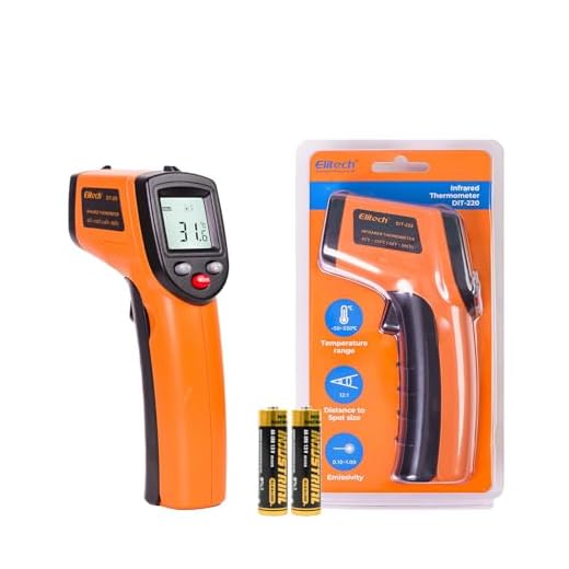 Elitech Laser Temperature Gun, Non-Contact Digital Infrared Thermometer, Adjustable Emissivity, Backlight, Handheld for Grill, Meat, Food, Candy, Automotive, HVAC Tools, -50~530°C(-58~986°F), DIT-220