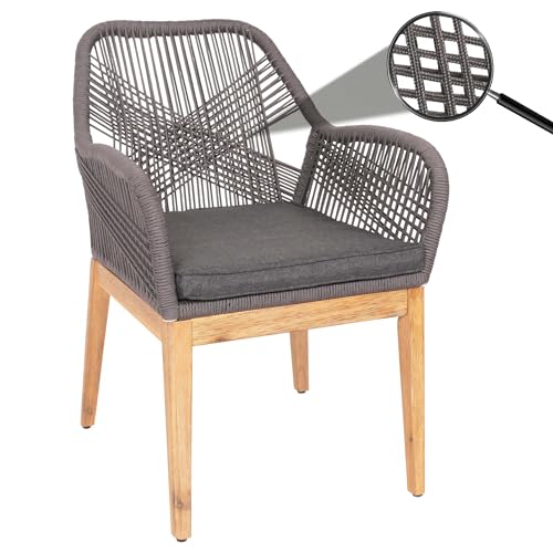 Mendler Gartenstuhl HWC-H56b Holz - grau Kissen anthrazit