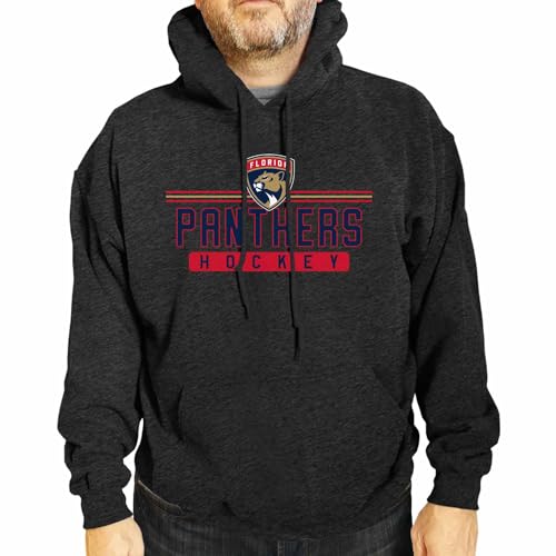 Wright & Ditson NHL Adult Heather Charcoal True Fan Hooded Sweatshirt Unisex - Unisex Cotton Poly Blend - Ultimate Comfort (Florida Panthers - Charcoal, X-Large)