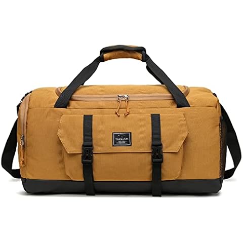 TUGUAN Duffle Bag Gym Bags for Men Women Travel Duffel Bag Backpack Weekender Overnight Bag with Shoe Compartment, Brown, 55L Cover