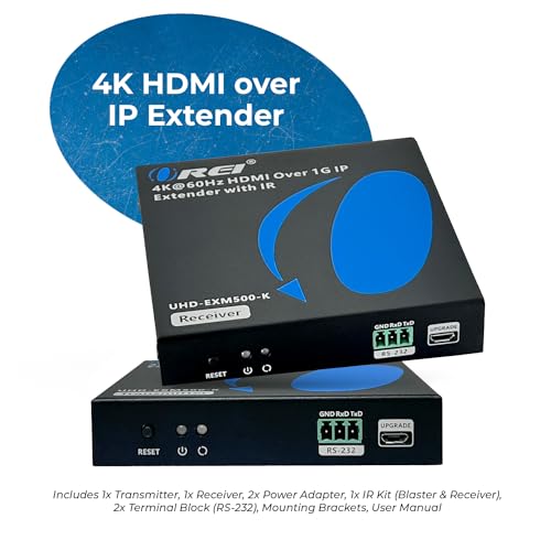 Image of OREI 4K HDMI Extender Over IP CAT6 4K@60Hz One to Many Upto 500 Feet, Loop Out - Send to Multiple Location Over 1G Switch (UHD-EXM500-K)