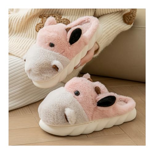 Men's and women's cotton slippers, winter animal plush warm and non slip slippers, holiday gifts2