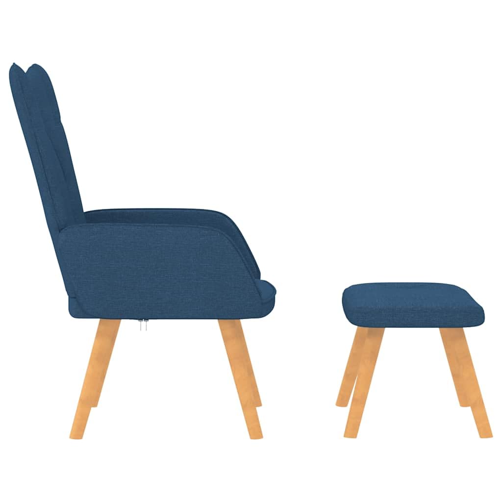 Poltrona Relax Blu in Tessuto con Poggiapiedi imbottita ergonomica reclinabile per soggiorno salotto studio camera con struttura in acciaio e gambe