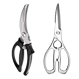 SimCoker 2-Piece Kitchen Scissors Set – Heavy Duty Poultry Shears & All-Purpose Kitchen Shears, Spring Loaded, Forged 3Cr14 Stainless Steel, Dishwasher Safe, Gift Box, 5-Year Warranty