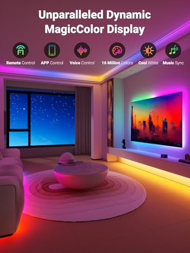 Image of TJOY BGRIC LED Strip Lights 16.4FT, Smart Led Lights Compatible with Alexa&Google Assistant, Color Segment DIY, WiFi Led Lights for Bedroom, Remote&APP Control, Color Changing Strip Light for Room