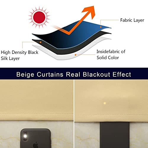 Image of IVAZA Living Room Bedroom Room Darkening Thermal Insulated Polyester Solid Blackout Curtain Noise Reducation Door Curtain 7 feet Set of 1(Beige)