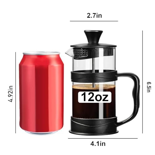 Foto von ParaCity French Press Kaffeebereiter 350ml, Kaffeepresse aus Edelstahlfilter und hitzebeständigem Glas, Kaltbrüh-Kaffeemaschine, gut als Geschenk für Reisen und Zuhause (Schwarz)