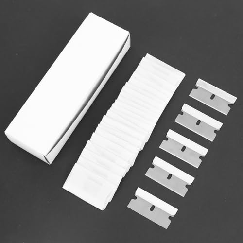 Ersatzklingen Ceranfeldschaber 100Stück, Razor Blades Metall Schaber Klingen, Ceranfeldschaber Klingen, Doppelseitige Schaberklingen Herdkratzer Ersatzklingen für Glasschaber Kochfeld Schaber