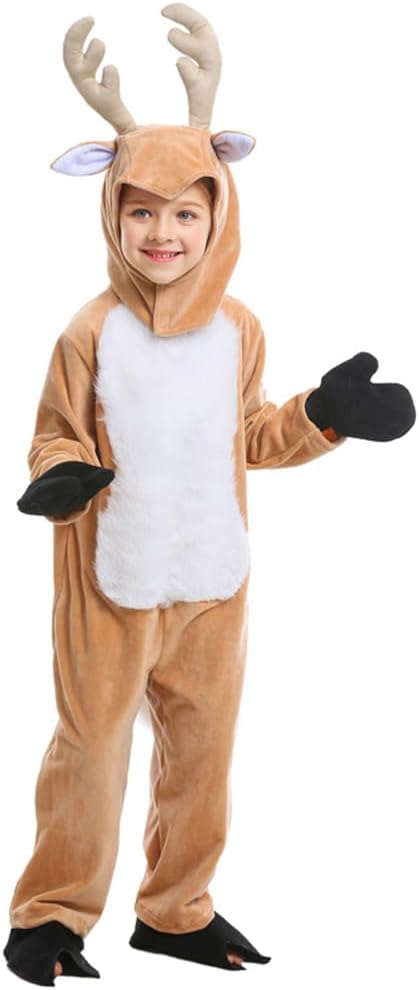Kids Christmas Reindeer Costume Deer Animal Outfits Onesie Party for Boys and Girls - Image 4